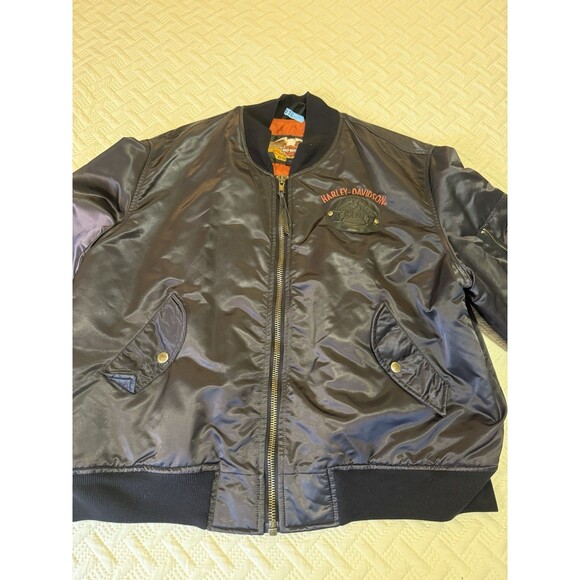 Vintage Harley Davidson Harley Owners Group HOG Satin 2XL Bomber Jacket USA - Picture 4 of 11